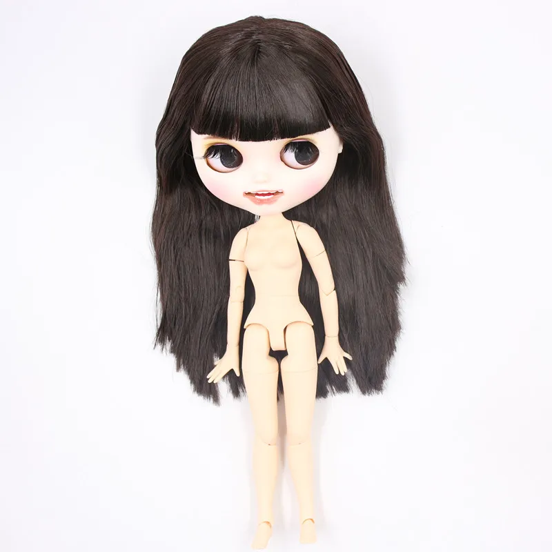 DBS 1/6 bjd кукла 30 см joint body No. BL9601 черный staright волосы белая кожа резные Губы Улыбка SD Подарочная игрушка по индивидуальному заказу - Цвет: nude doll