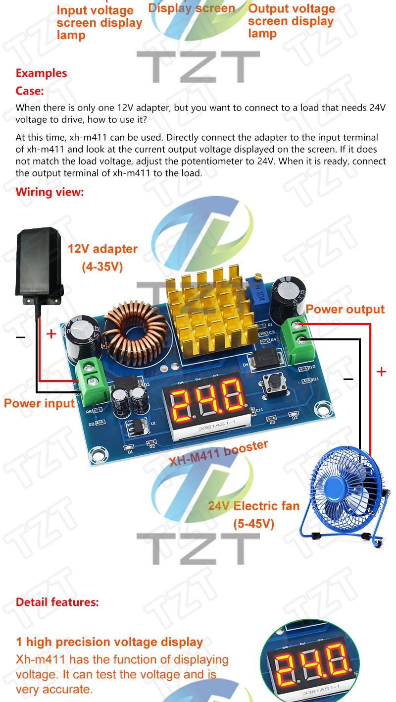 DC 3V-35V zu DC 5V-45V Boost Modul Digital Voltmeter DC-DC Step Up Modul Boost Converter Board 5A Leistung einstellbar für Spannung – Detail 2