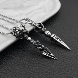 Stainless Steel Vajra Pendant Vintage Buddhist Jewelry Necklace Knife Beads Pendant Paracord Outdoor EDC Self defense Gear Tools