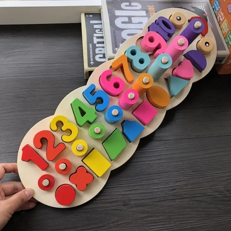 

Building Blocks Children Early Childhood Educational Shape with Numbers Board 1-2-3-Year-Old Teaching Aids Shape Matching Infant