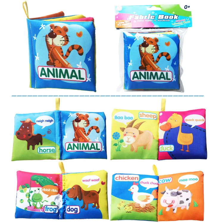 

Hipac Cloth Book Soft Hanging Baby Rattles Educational Enlightening Animals Fruits Professions Gifts for Baby Toys for Children