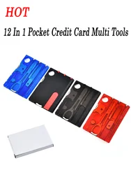 HOT 12 In 1 Pocket Credit Card EDC Multi Tools Outdoor Survival Camping Equipment 1 Box Portable Hiking Card Tools Gear