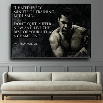 

Muhammad Ali Motivational Quote Canvas Painting Nordic Sport Posters Prints Wall Art Picture for Living Room Home Decor Cuadros