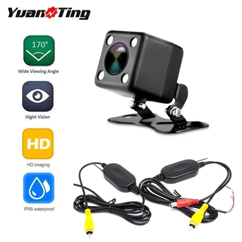 

YuanTing Wireless Car Rear View Reversing Backup Camera Automotive Wide Angle 4 LED Lights Night Vision Waterproof Universal