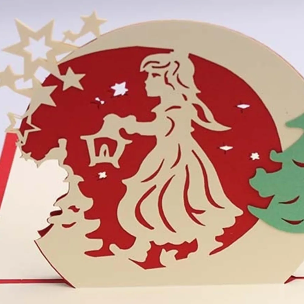 10x15cm Christmas Blessing Card Chritmas Angel For Children Adults Lovers Paper Sculpture Party Christmas Gift Cards
