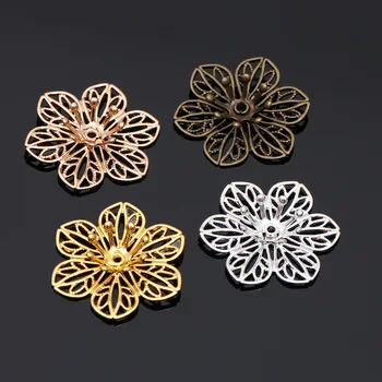 

50 Pieces/Lot 20 mm Bead Cap Copper Filigree Flower Connector Charms Jewelry Findings