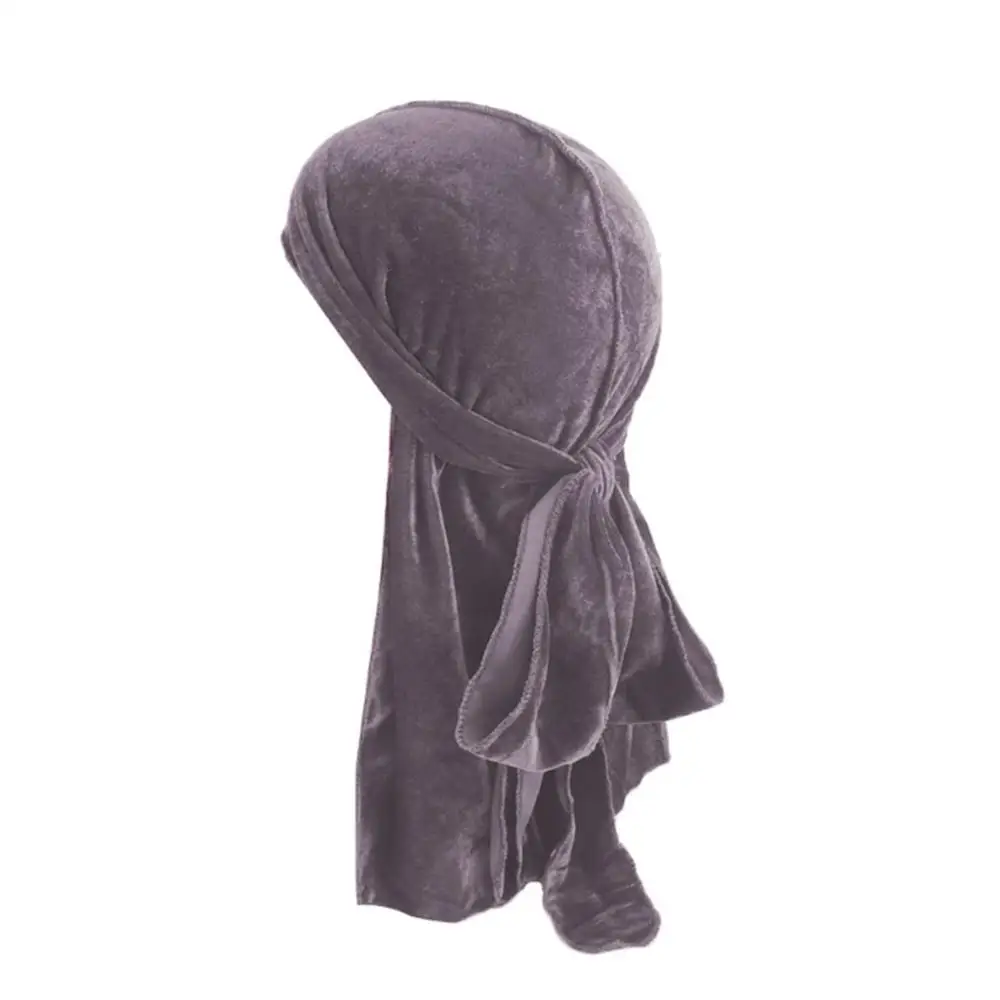 Унисекс дышащая бархатная тюрбан шляпа Durag парики ДУ тюрбан Кепка chemo с длинным шлейфом для девочек на пиратская шляпа Для мужчин wo Для мужчин женские аксессуары для волос - Цвет: Слоновая кость