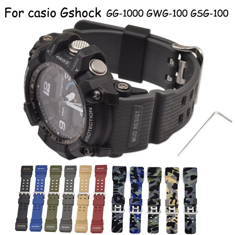 Cinturino Per Orologio In Gomma Mimetica Per Casio G-Shock Gg-1000 Gwg-100 Gsg-100 Cinturino Sportivo In Resina Sostituisci Cinturino Impermeabile Con