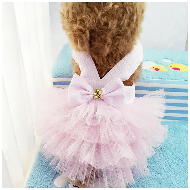 Свадебное платье для собак; Одежда для собак; роскошная юбка принцессы; платья для маленьких кошек; сезон весна-лето; забавная одежда для домашних животных; цвет розовый