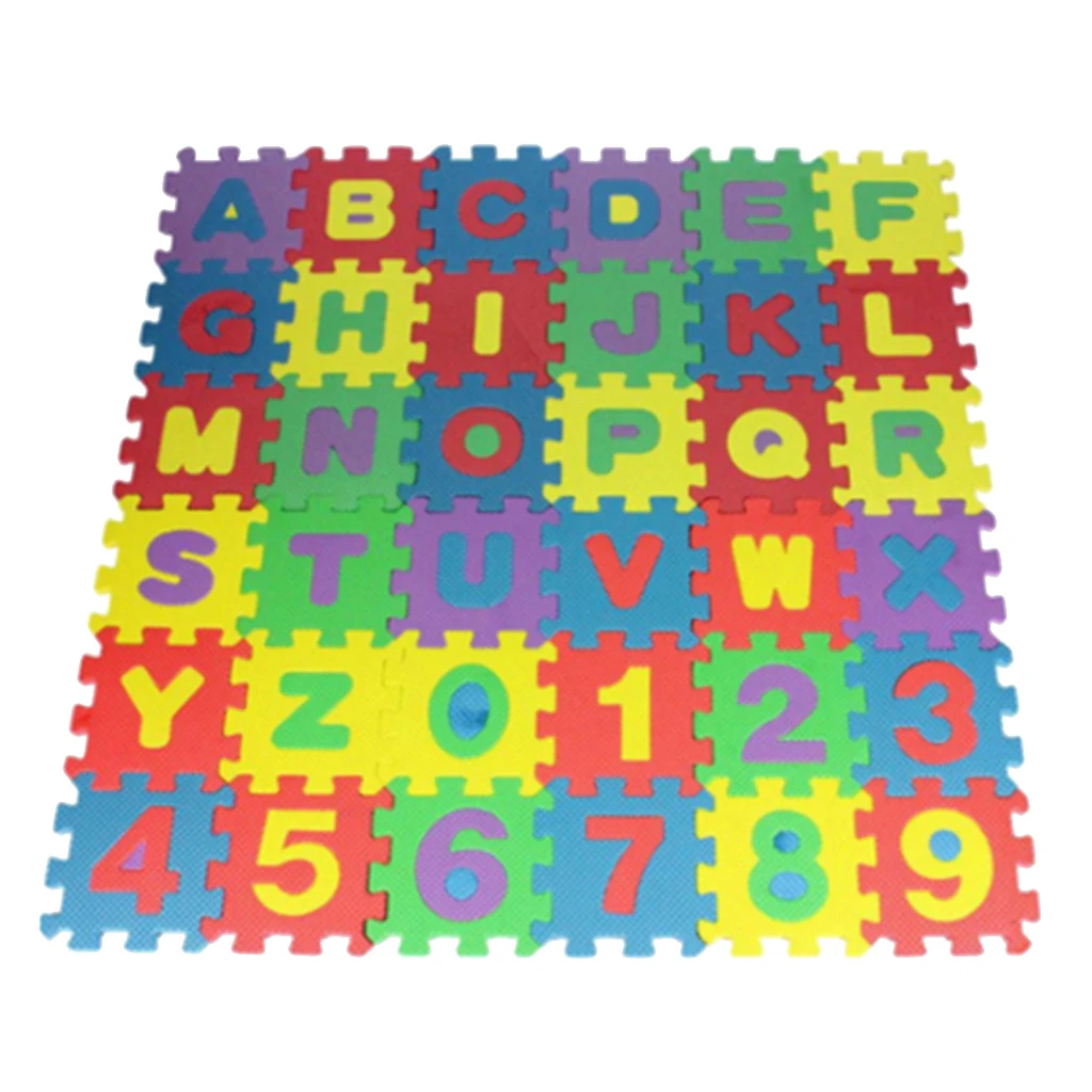 

36pcs Baby Foam Puzzle Floor Mat Interlocking EVA Tiles with 10 Numbers & 26 Letters, Exercise Playmat for Children & Toddlers