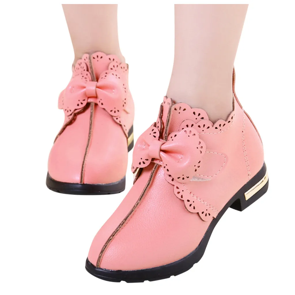 Children Baby Winter Boots Girls Kids Butterfly Knot Princess Leather Shoes Short Single Botte Enfant Fille New |