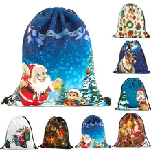 New Arrival Mochila Bolsa Feminina Luxury Design Women Santa Claus Christmas Tree Print Bag Drawsting BackpackDropship T822