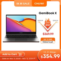 CHUWI – pc portable GemiBook X, écran FHD de 15.6 pouces, processeur Intel Celeron Quad Core, 4 go de RAM, SSD de 128 go 