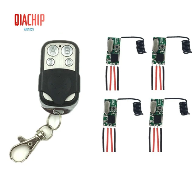 1 remote 4 Receiver QIACHIP 433 МГц пульт дистанционного управления DC 5 в 12 В мини светодиодный светильник приемник реле с передатчиком пульт дистанционного управления Умный дом - Цвет: 1 remote 4 Receiver
