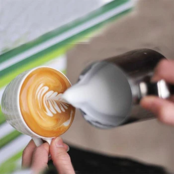 

Milk Jug 350Ml Stainless Steel Frothing Pitcher Pull Flower Cup Coffee Milk Frother Latte Art Milk Foam Tool Coffeeware