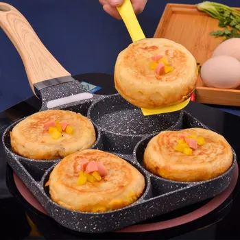

4 Cup Fried Egg Pan Pancake Frying Pan Egg Cooker Gas Stove for Breakfast Kitchen Home S55