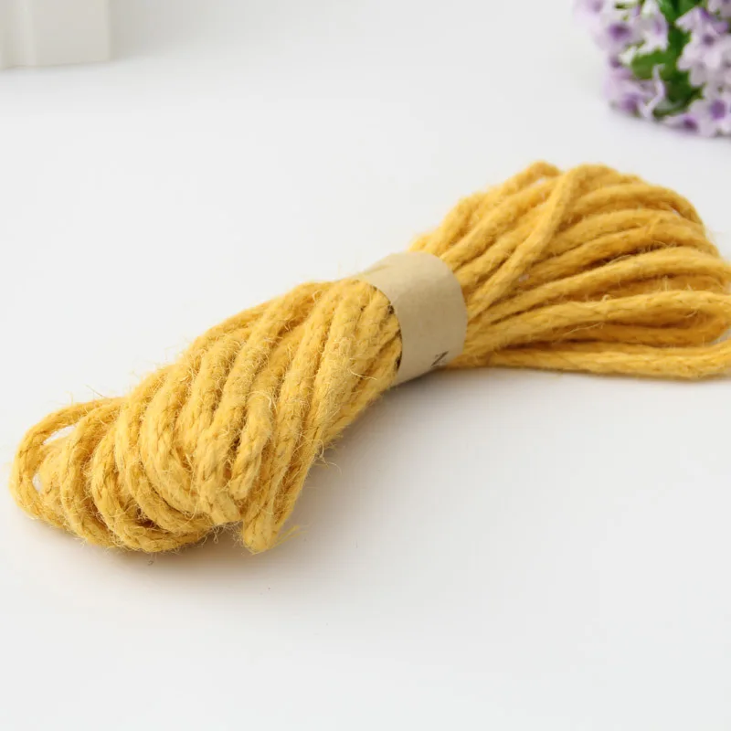 Yellow 5 м/лот, цветной, 6 мм, хлопковый шнур, витая веревка, высокая прочность, сделай сам, текстиль, ремесло, тканая веревка, украшение для дома - Цвет: Yellow