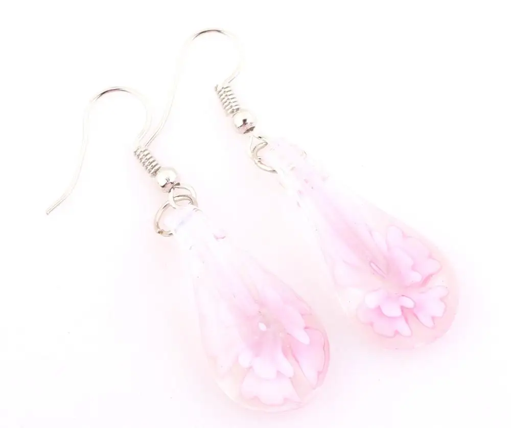 Flower earrings handmade murano lampwork glass mix color women's mixed color flower glass earrings thanksgiving gift