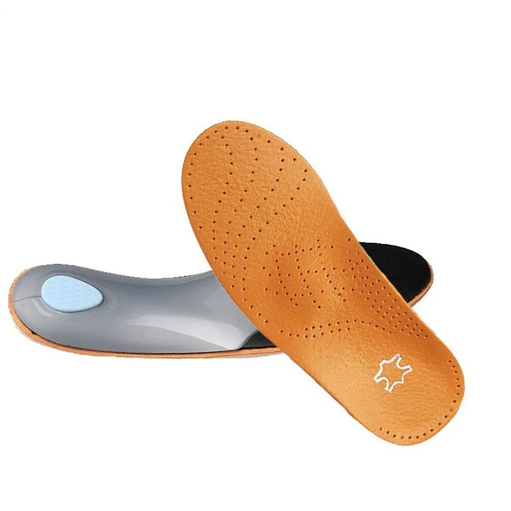 1 Pair Unisex Orthotic Flatfoot Shoe Insoles Leather High Arch Support Orthopedic Pad for Correction OX Leg Health foot Care