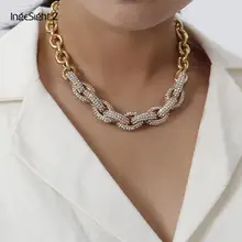 IngeSight. Z Роскошные Bling Стразы Чокер-ожерелье в стиле панк хип-хоп кантри кубинская массивная толстая цепочка ожерелье s для женщин ювелирные изделия