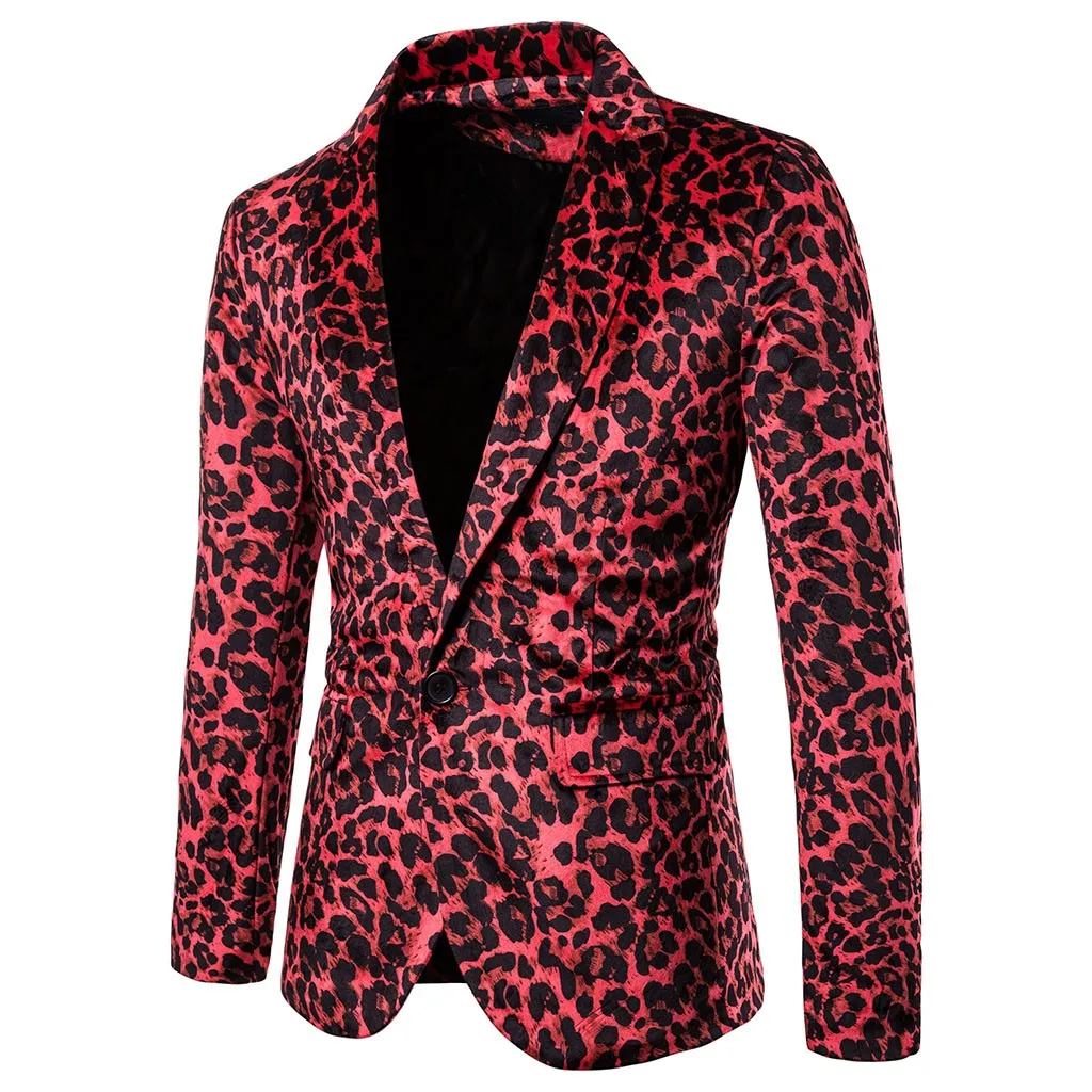Formal Tuxedo Men Jacket Charm Men Casual Fit Slim Suit One Button Business Coat Jacket Leopard Jaqueta Masculino Abrigo Hombre