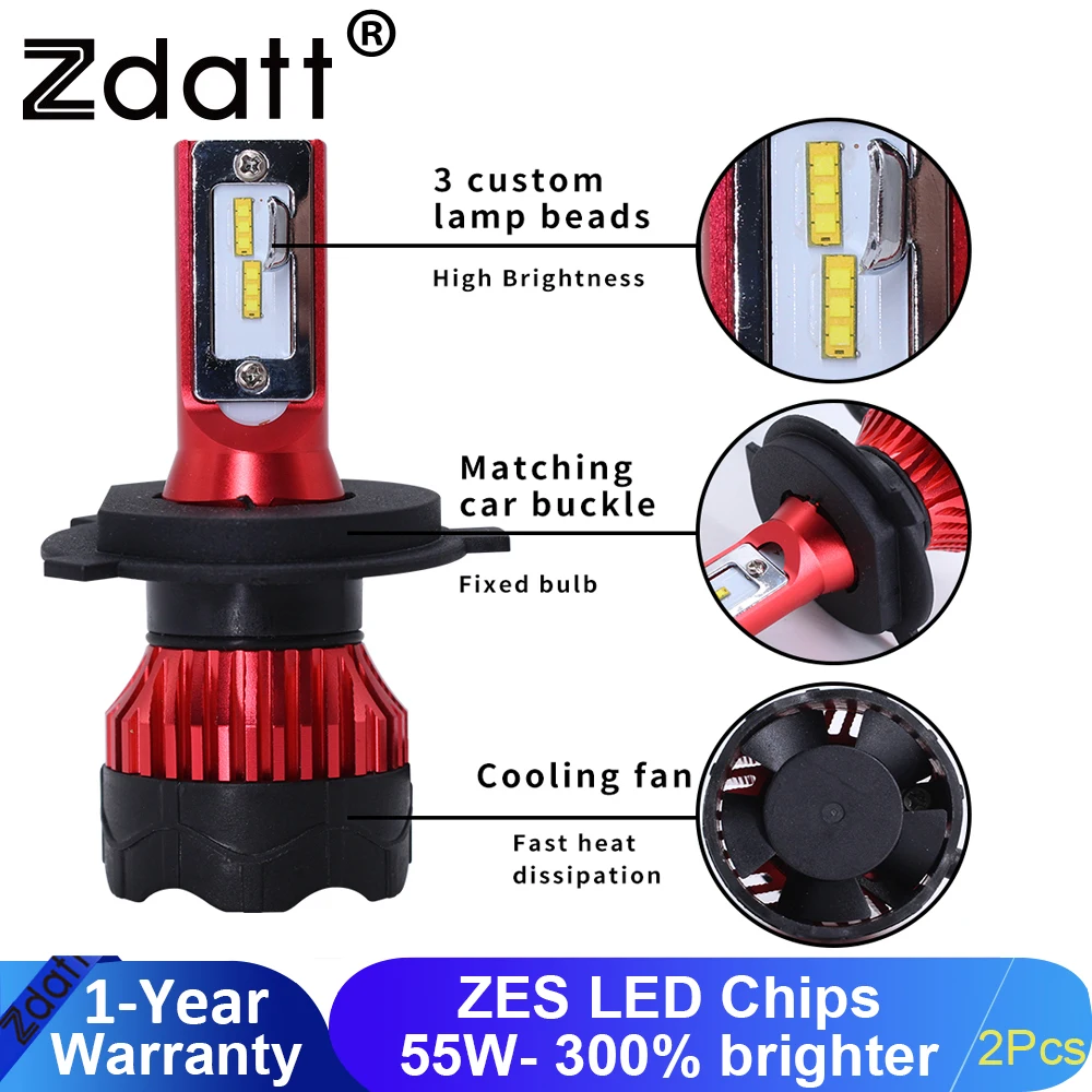 Zdatt H7 светодиодный фары H4 H11 H8 фар автомобиля H1 9005 HB3 светодиодный 110 Вт 12000LM 6000K 12V Ламповые ленты для PK для авто S2 светодиодный помощи при парковке