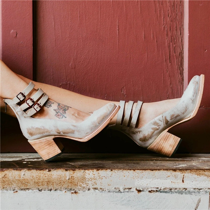 

Ladies 2019 Summer High Heel single Shoes Women Fashion Rome Round Toe Buckle Strap Thick Heel Shoes Zapatos De Mujer