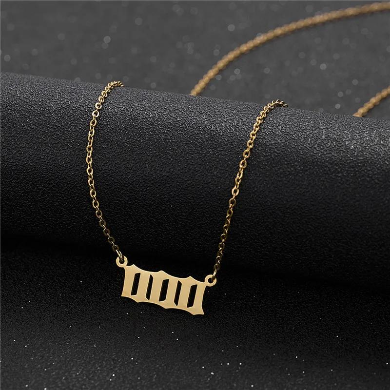 Stainless Steel Angel Number Necklace 111 222 333 444 555 666 777 888 999 For Women Men Lucky Number Chain Necklaces Jewelry