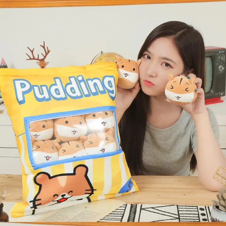 Christmas A Plushie Bag Pudding Toys Mini Animals Doll Sakura Bunny Hamster Penguin Bear Chick Strawberry Dog Cat Pig Plushie