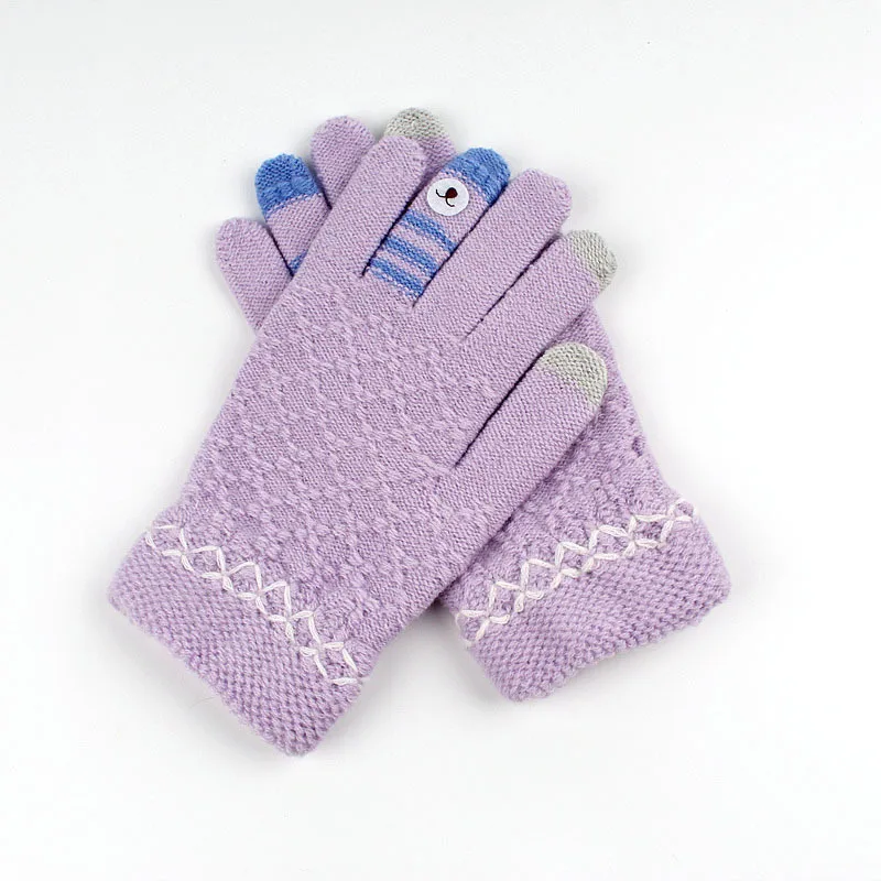 Новые женские перчатки для осени и зимы, перчатки с сенсорным экраном и пятью пальцами, теплые толстые офисные перчатки, вязаные женские перчатки для студентов