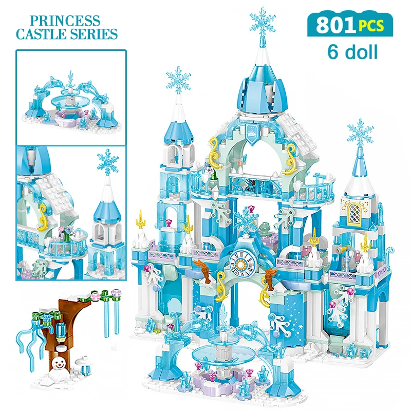 

Princess Series Compatible with Legoinglys Magic Ice Castle Palace Model Building Blocks Bricks Friends Christmas Children Toys