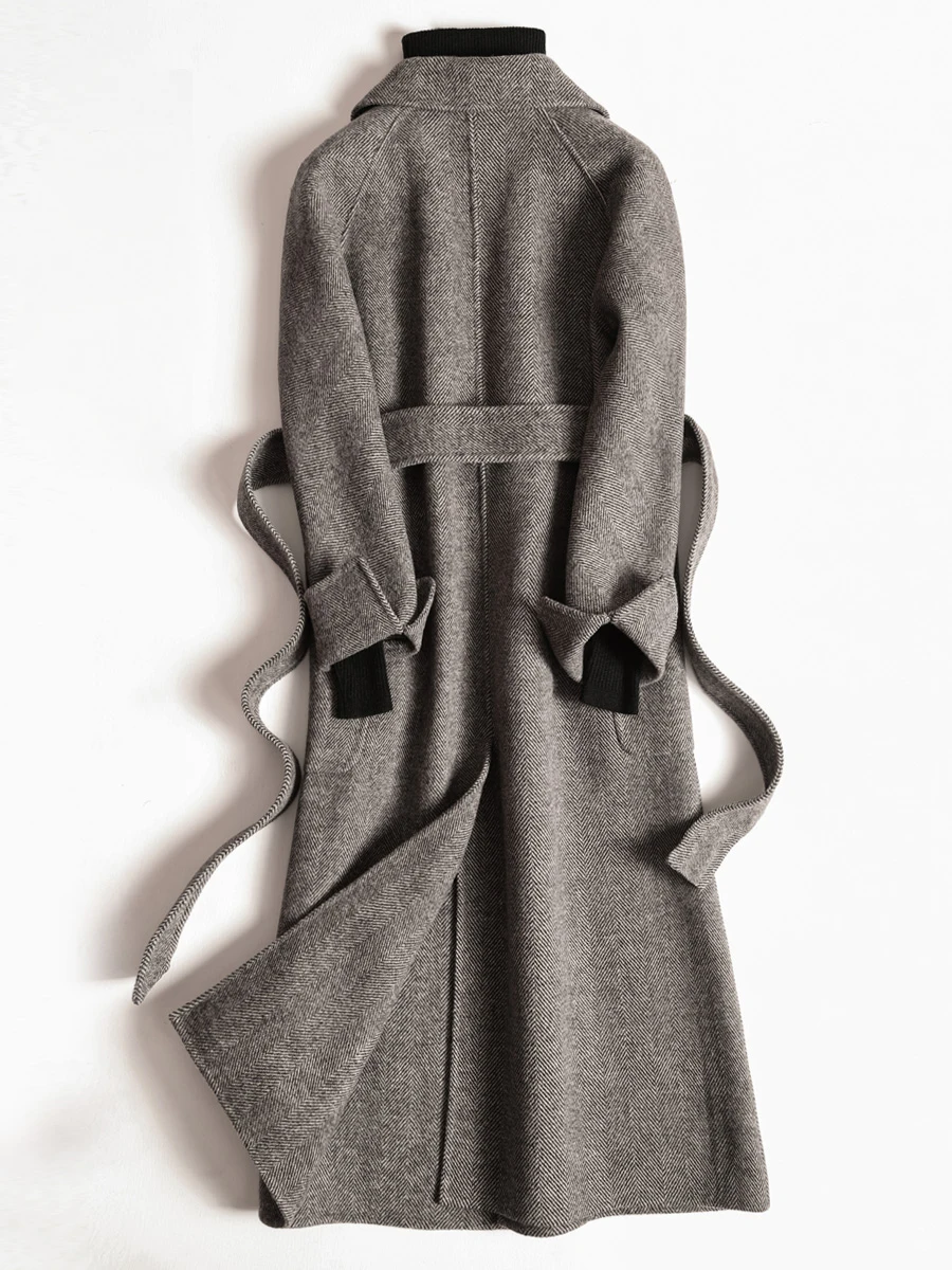 

2020 Wool Female Double-sided Korean Woolen Jacket Long Coat Spring Autumn Overcoat Ladies Coats Abrigo Mujer XR1210 KJ4040