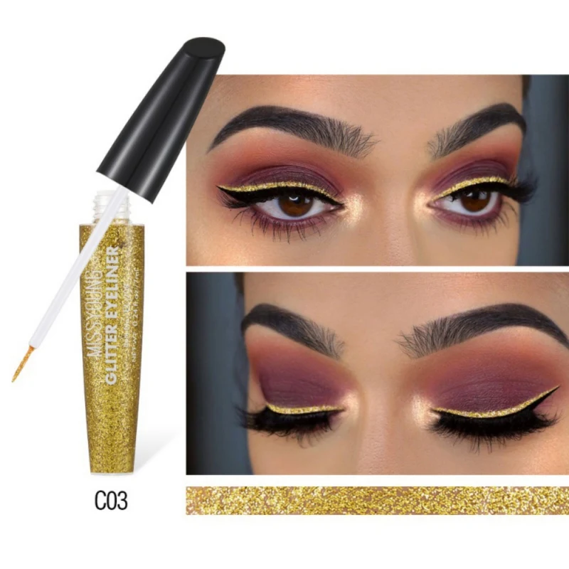 Небесно-голубой Sequin Eyeliner Liquid Waterproof Smudge-proof Long-lasting Colorfast Glitter Liquid Eyeliner Cosmetic - Цвет: Небесно-голубой