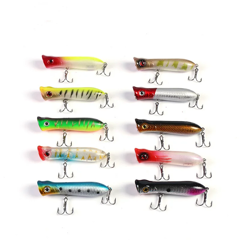 

10Pcs Topwater Fishing Lure 8cm 11g Floating Popper Wobblers Artificial Hard Fake Baits Bass Crankbaits Isca Fishing Tackle