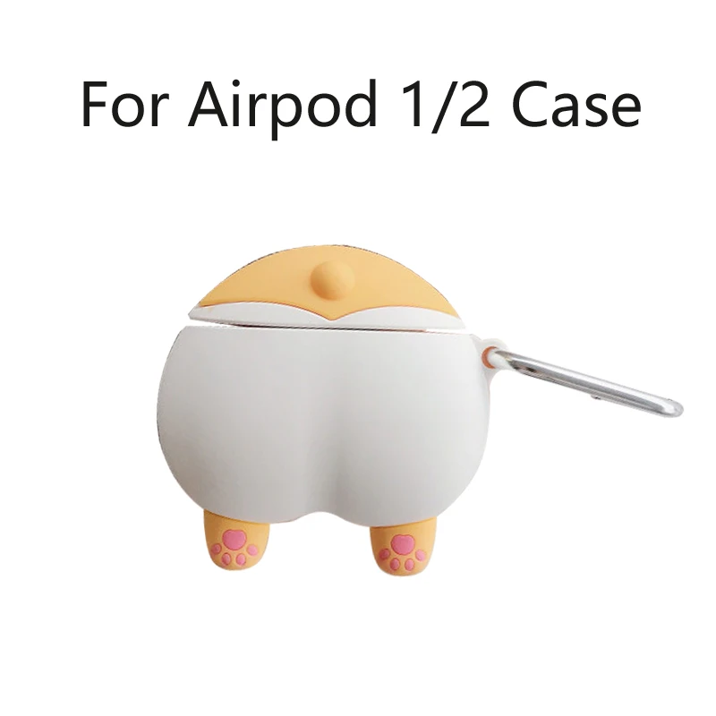 Милый 3D чехол Corgi Butt для Airpods 1 2 3 Pro чехол силиконовый чехол для наушников для Air Pod Capa для Apple Airpods Pro чехол s - Color: Yellow