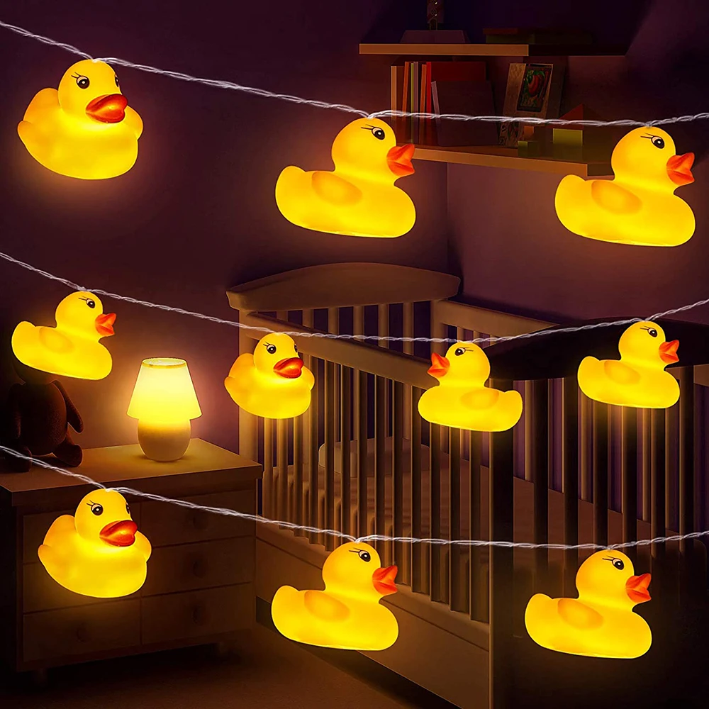 Battery Operated 10Leds/20Leds Yellow Duck LED String Lights Christmas Wedding Party New Year Decoration Led Lights Garland