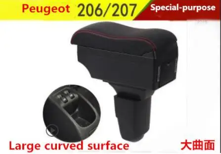 Автомобильный подлокотник коробка применяется только для Восточной Peugeot206/207 Автомобильный подлокотник коробка оригинальная модификация специальное украшение - Название цвета: Черный