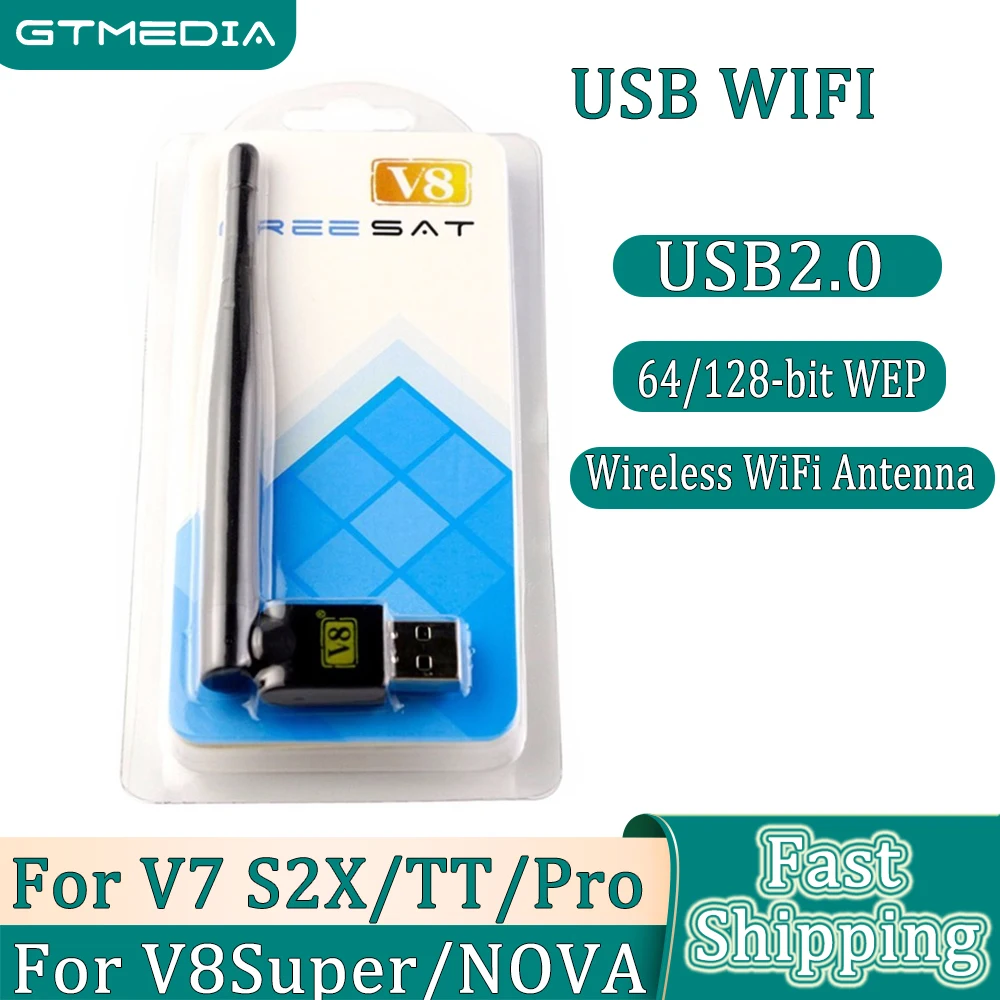 

GTMEDIA 2.4GHz USB WiFi With Antenna Work for V7s HD V7 combo V7 PLUS v8 Digital Satellite Receiver for HD TV Decoder,Receptor