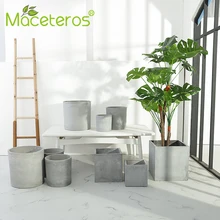 Nordic Creative Cement Flower Pot Indoor Large Square Floor Simple Flower Pot Household Green Plant Shelf Decoration Supplies