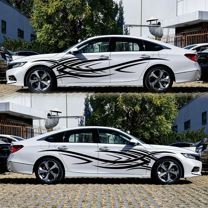 2 шт Автомобильная наклейка Пламя стикер с тотемными узорами дверь Diy декоративная Защитная Наклейка 240x40 см Форма автомобиля черный