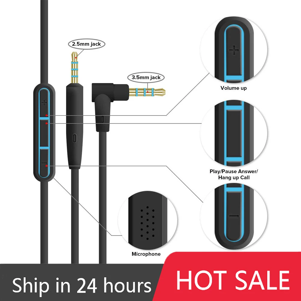 Аудиокабель 3 5 мм-2 м для JBL E45BT E55BT E65BTNC S400BT сменный кабель наушников с микрофоном
