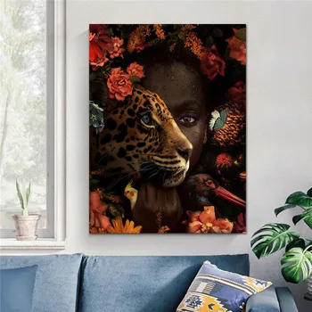 

Modern Art Woman and Animal Wall Painting Pictures Art Dropshipping Home Decor Canvas Posters Prints no frame Wall Art Printing