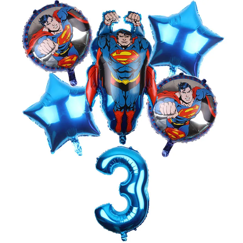 6 шт./лот, воздушные шары из фольги с супергероем, Суперменом, черные, 32 дюйма, с номером 1, 2, 3, 4, 5, 6, 7, 8 лет, для мальчиков, украшения на день рождения - Цвет: Оливковый