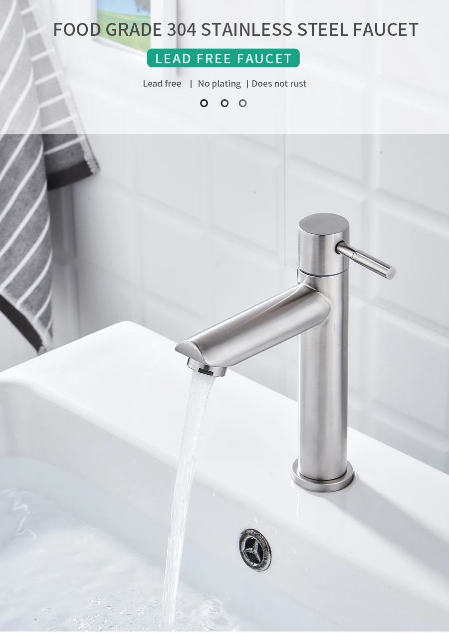 Touch Basin Faucet Senducs SUS304 Stainless Steel Bathroom Basin Mixer Tap Single Cold Basin Sink Faucet Touch Bathroom Faucets