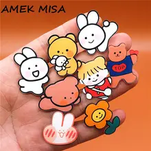 

10pcs a Lot Cartoon Animals PVC Buckle Shoe Accessories Decorations Sunflower Jibz for Croc Charm Shoes fit Bracelet Kids Gifts