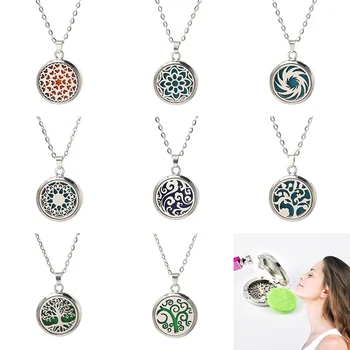 

10pcs/lot Tree of Life Stainless Steel Aroma Box Pendant Necklace Aromatherapy Essential Oil Diffuser Locket Pendant Jewelry