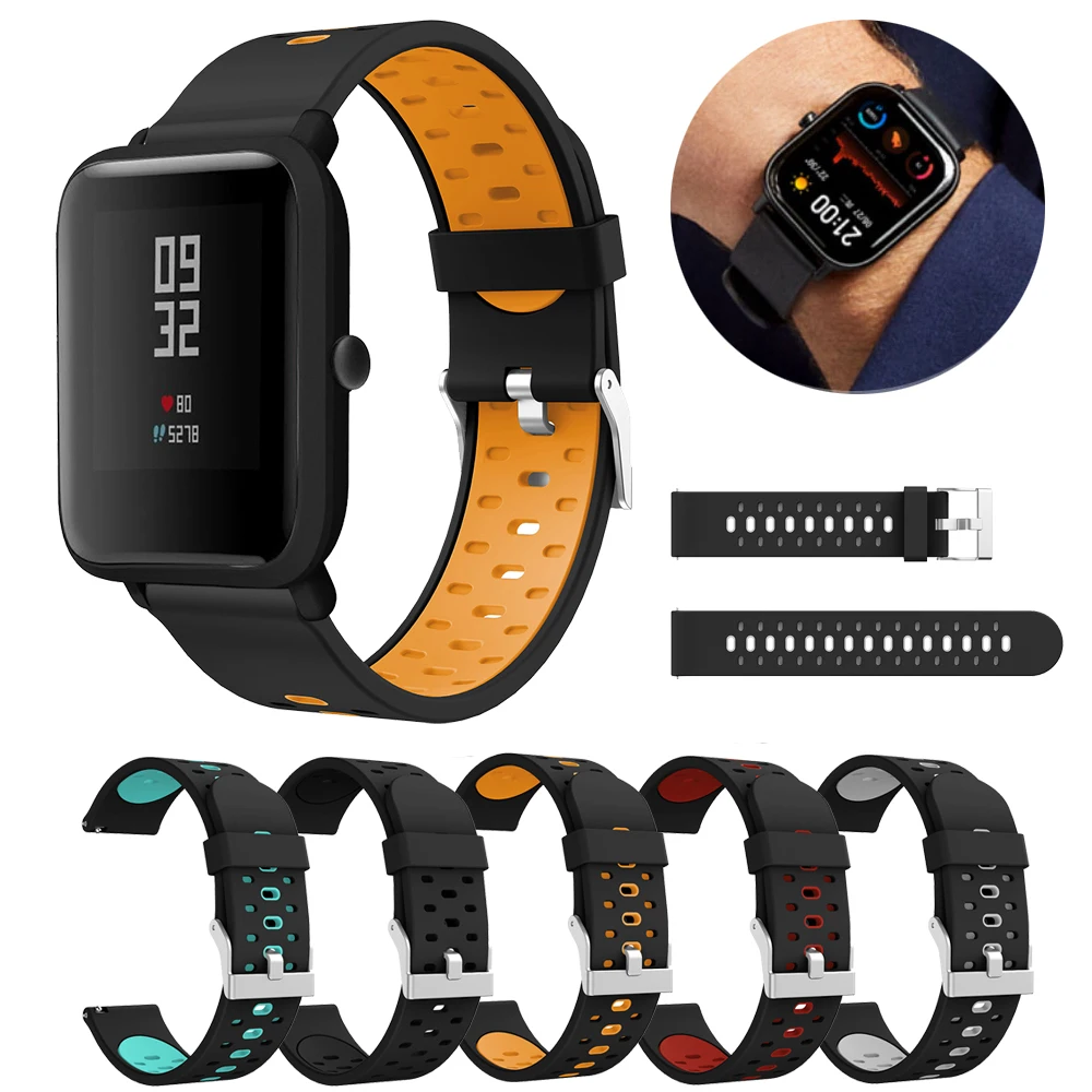 Новый ремешок для Xiaomi Huami Amazfit Bip Youth часов Силиконовый сменный GTR 42 мм браслет GTS на