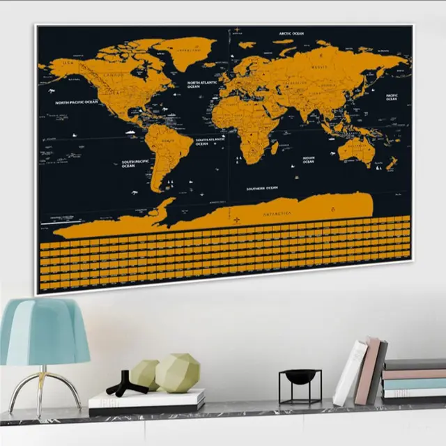Large Erase National Flag World And Travel Map Scratch Off Tour Wall Map Travel Scratch Map Decoration Room Home Office - Image 2