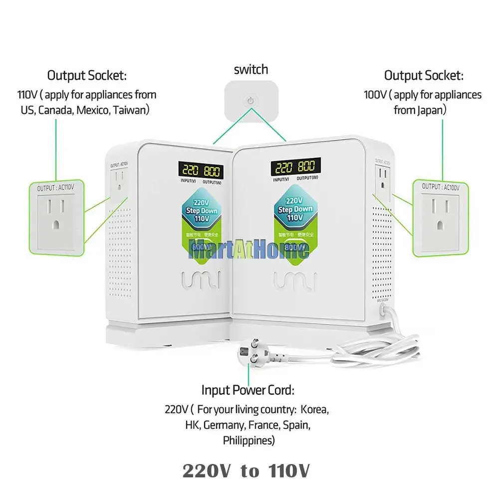 800 Вт преобразователь напряжения дорожный трансформатор 220 В до 110 В понижающий/110 В до 220 В шаг вверх