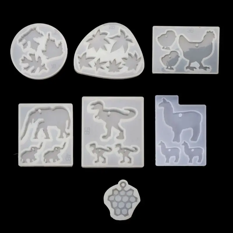

DIY Cute Animals Pendant Mold Dinosaur Alpaca Elephant Chicken Grape Leaves Resin Mould Epoxy Resin Jewerly Making Tools